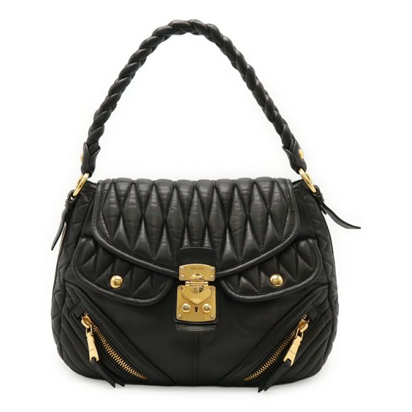 MIU MIU Black Leather Shoulder Bag - Picture 1 of 10